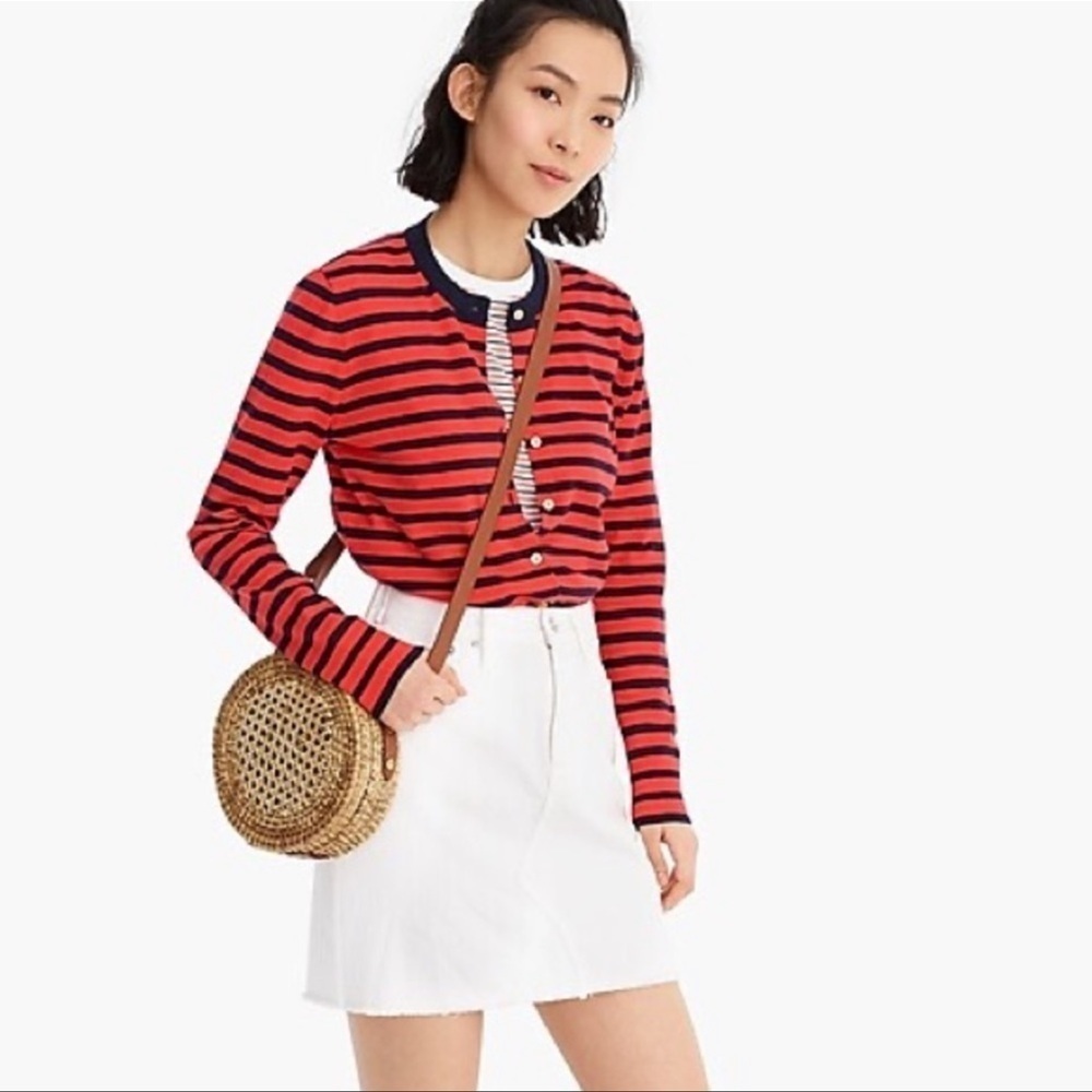 NWT J. Crew White Denim Mini Skirt Classic Jean 29 Raw Hem